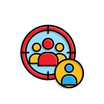 Marketing icon. Target Audience. Silhouette of a person in a target circle. Branding, strategy, digital. Isometric design style. vector