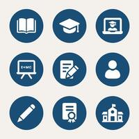 Education and learning icons set vector
