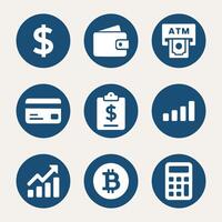 Finance and banking icons set vector