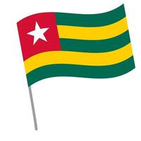 Togo national flag flutters with flagpole vector