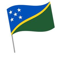 Solomon islands national flag flutters with flagpole vector