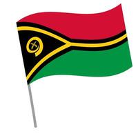 Vanuatu national flag flutters with flagpole vector