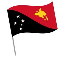 Papua new guinea national flag flutters with flagpole vector