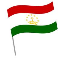 Tajikistan national flag flutters with flagpole vector