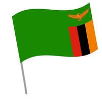 Zambia national flag flutters with flagpole vector
