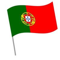 Portugal national flag flutters with flagpole vector