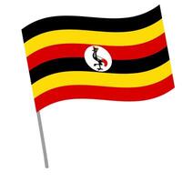 Uganda national flag flutters with flagpole vector