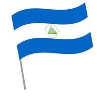 Nicaragua national flag flutters with flagpole vector