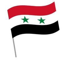 Syria national flag flutters with flagpole vector
