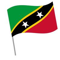 Saint Kitts and Nevis national flag flutters with flagpole vector