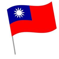 Taiwan national flag flutters with flagpole vector
