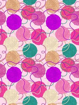 vibrante pasatiempo temática antecedentes presentando varios lana madejas y resumen líneas ideal para creativo arte proyectos y carteles vector