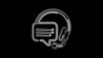 Glowing Call Icon and Symbol Neon Animation on Black Background video