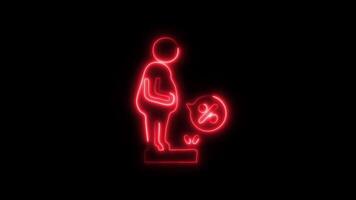 Glowing Body Fat Free Icon and Symbol in Neon Animation on Black Background video