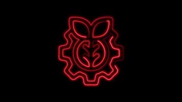 Glowing Agriculture Icon and Symbol in Neon Animation on Black Background video