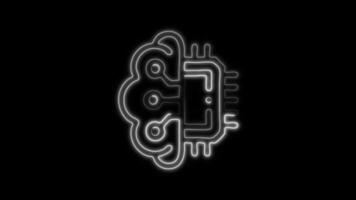 Glowing Brain Free Icon in Neon Animation on Black Background video