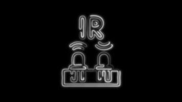 Glowing Infrared Sensor Icon and Symbol in Neon Animation on Black Background video