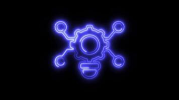 Glowing Innovation Icon Neon Animation on Black Background video