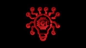 Glowing Innovation Icon and Symbol Neon Animation on Black Background video