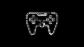 Glowing Gamepad Icon and Symbol in Neon Animation on Black Background video