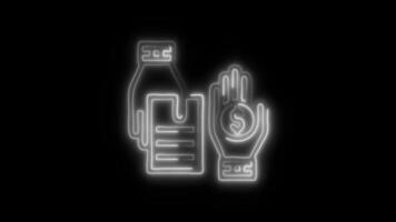 Glowing Exchange Icon and Symbol in Neon Animation on Black Background video