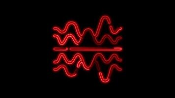 Glowing Sound Waves Icon and Symbol in Neon Animation on Black Background video