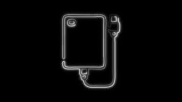 Glowing HDD Icon and Symbol in Neon Animation on Black Background video