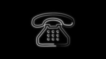 Glowing Phone Icon and Symbol in Neon Animation on Black Background video