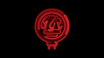 Glowing Gauge Icon and Symbol in Neon Animation on Black Background video