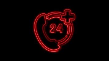 Glowing Call Icon and Symbol in Neon Animation on Black Background video