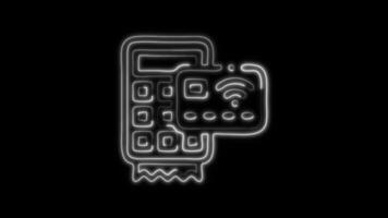 Glowing Contactless Icon and Symbol in Neon Animation on Black Background video