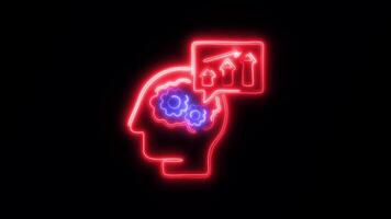 Glowing Data Icon Neon Animation on Black Background video
