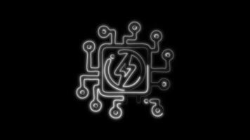 Glowing Energy System Icon and Symbol in Neon Animation on Black Background video