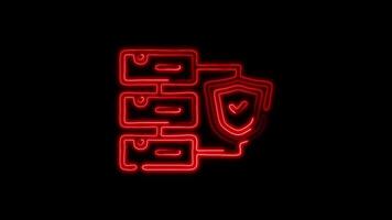 Glowing Data Icon and Symbol in Neon Animation on Black Background video