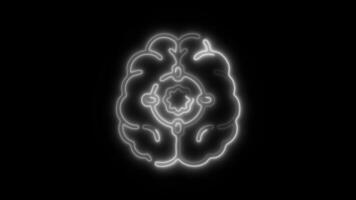 Glowing Brain Tumor Icon and Symbol in Neon Animation on Black Background video