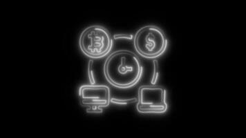 Glowing Time Management Icon and Symbol in Neon Animation on Black Background video