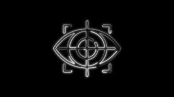 Glowing Eye Tracking Icon and Symbol in Neon Animation on Black Background video