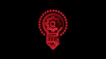 Glowing Icons and Symbol in Neon Animation on Black Background video