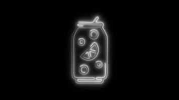 Glowing Soda Icon and Symbol in Neon Animation on Black Background video