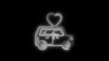 Glowing Wedding Card Icon and Symbol in Neon Animation on Black Background video