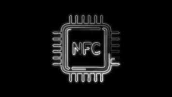 Glowing NFC Free Icon and Symbol in Neon Animation on Black Background video