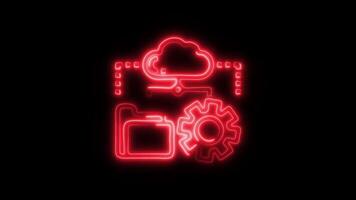 Glowing Cloud Free Icon and Symbol in Neon Animation on Black Background video