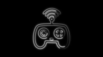 Glowing Remote Control Icon and Symbol in Neon Animation on Black Background video