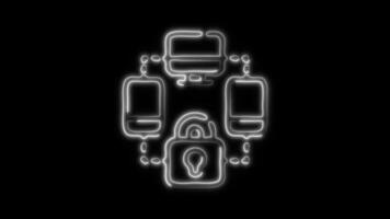 Glowing Icons and Symbol Neon Animation on Black Background video
