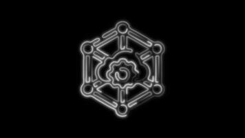 Glowing Edge Icon and Symbol in Neon Animation on Black Background video