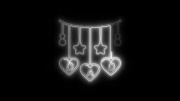 Glowing Portfolio Icon and Symbol in Neon Animation on Black Background video