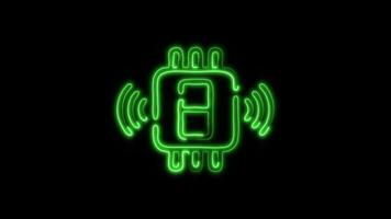 Glowing Magnetic Sensor and Symbol in Neon Animation on Black Background video