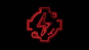 Glowing Power Icon and Symbol in Neon Animation on Black Background video
