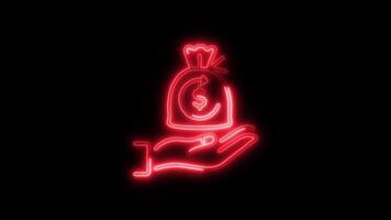 Glowing Candy Icon and Symbol in Neon Animation on Black Background video