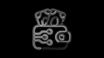 Glowing Digital Wallet Icon and Symbol in Neon Animation on Black Background video